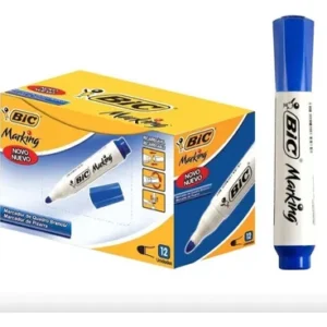 Pincel Marcador BIC Marking Recarregável Ponta Redonda Azul – Caixa com 12 unidades